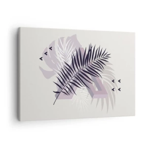 Obraz na plátne - Minimalistická kompozícia s listami a geometrickými tvarmi - 70x50cm - Tieň tieňa - Moderná nástenná dekorácia do obývacej izby a spálne ARTTOR