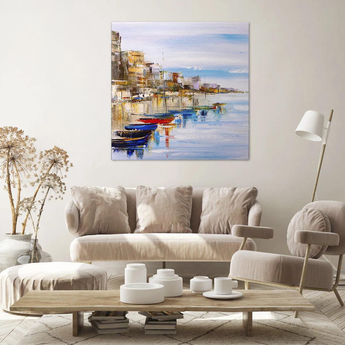 Obraz na plátne - Viacfarebný mestský prístav - 60x60 cm