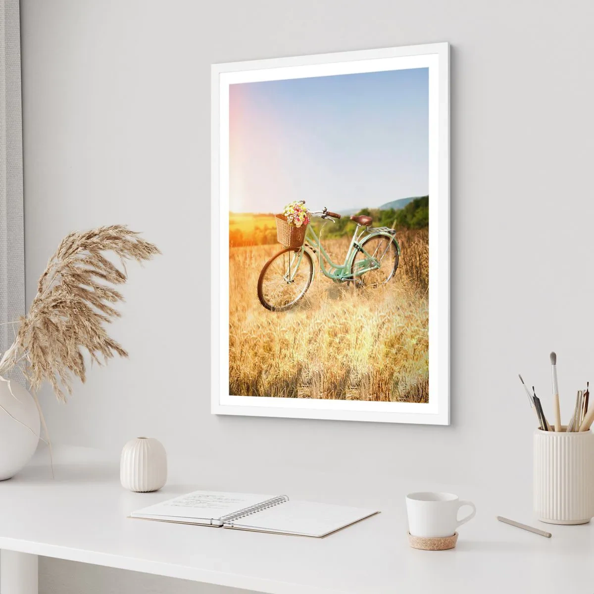 Plagát v bielom ráme - Chvíľu tu zostanem - 70x100 cm