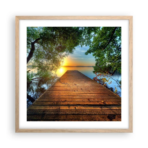 Plagát v ráme zo svetlého duba - Neponáhľaj sa, posaď sa - 50x50 cm