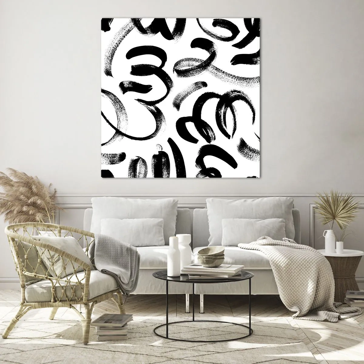 Obraz na skle - Čierne na bielom - 40x40 cm