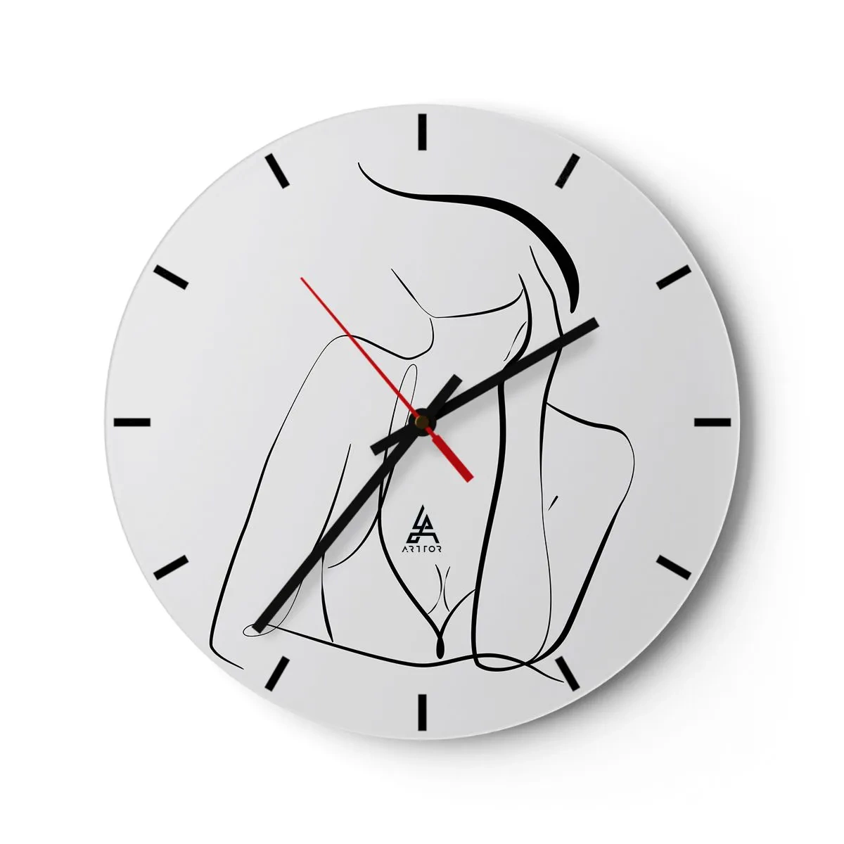 Nástenné hodiny - Minimalistický obrys ženskej siluety - 30x30cm - Na vlne snov - Moderná nástenná dekorácia do obývacej izby, kuchyne a spálne ARTTOR