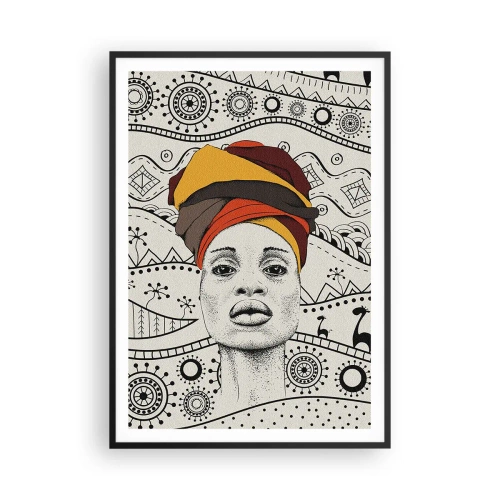 Plagát v čiernom ráme - Africký portrét - 70x100 cm