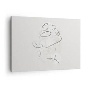 Obraz na plátne - Minimalistická skica tváre na svetlom pozadí - 70x50cm - Náčrt sna - Moderná nástenná dekorácia do obývacej izby a spálne ARTTOR