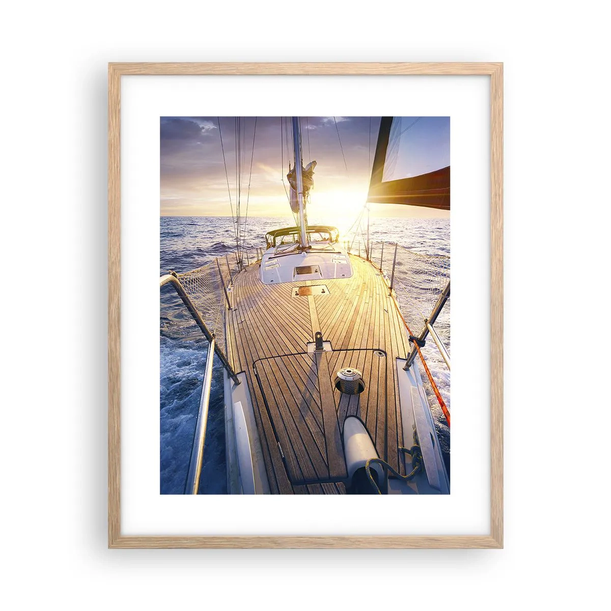 Plagát v ráme zo svetlého duba - Bežiaca po vlnách - 40x50 cm