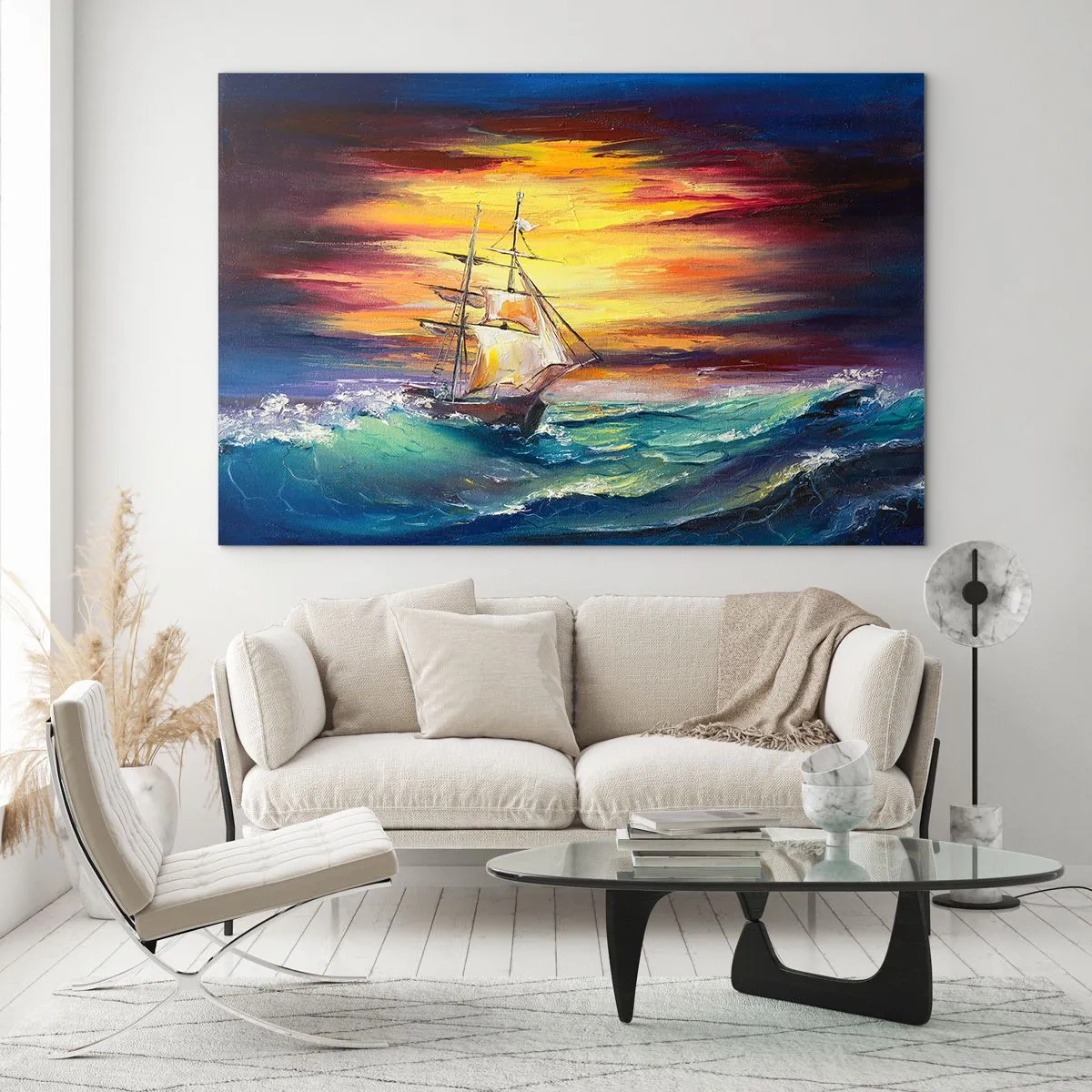 Obraz na skle - Statočne proti vlnám - 100x70 cm