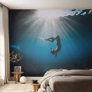 Fototapeta Premium Canvas - Podvodný tanec - Podvodná jaskyňa, Lúče slnka, Potápanie - 250x175 cm