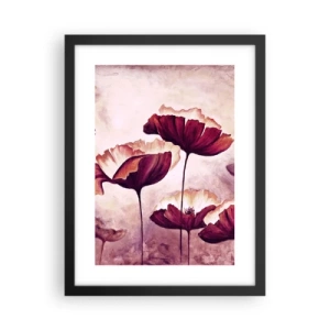 Plagát v čiernom ráme - Červený a biely plátok - 30x40 cm