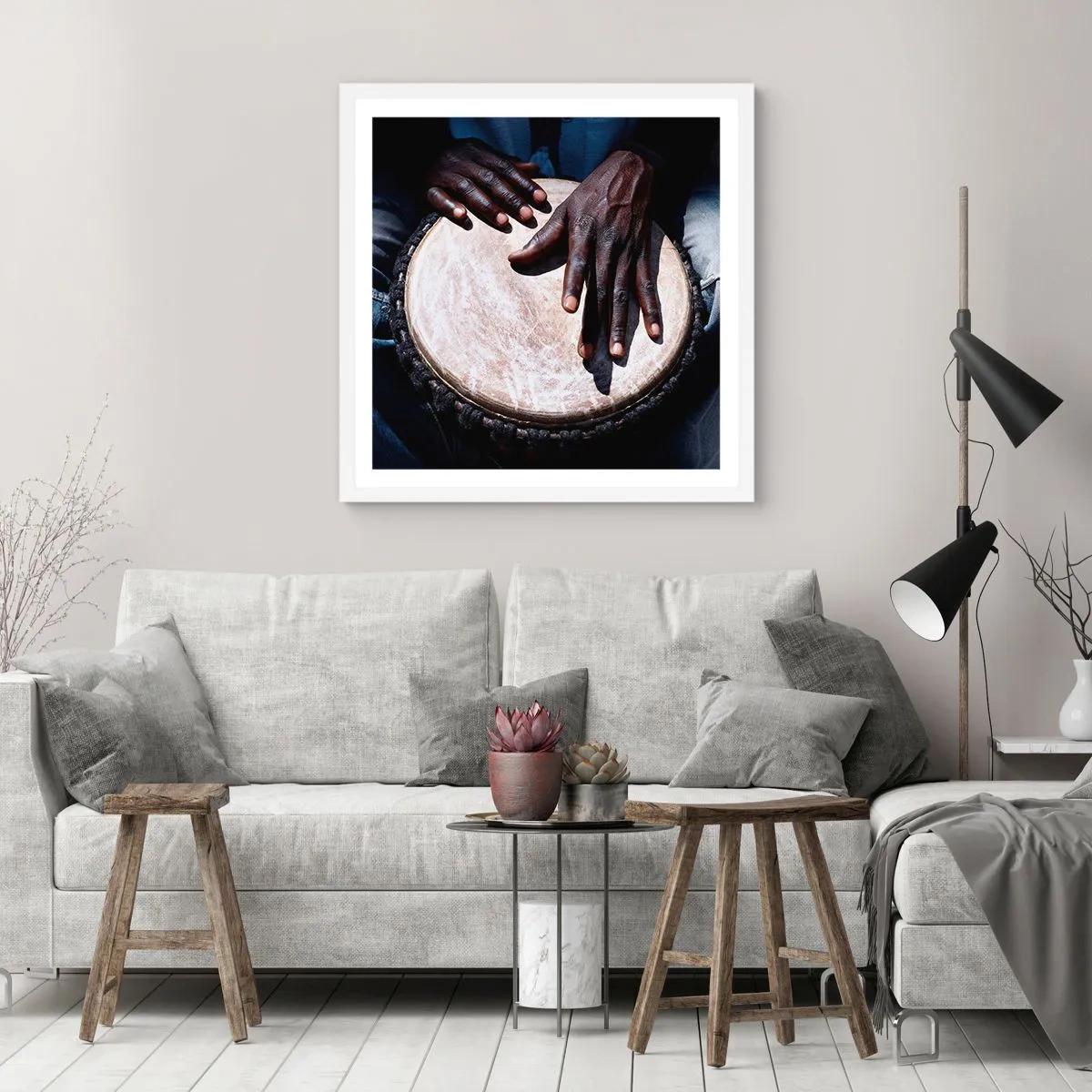 Plagát v bielom ráme - Žite vo svojom rytme - 60x60 cm