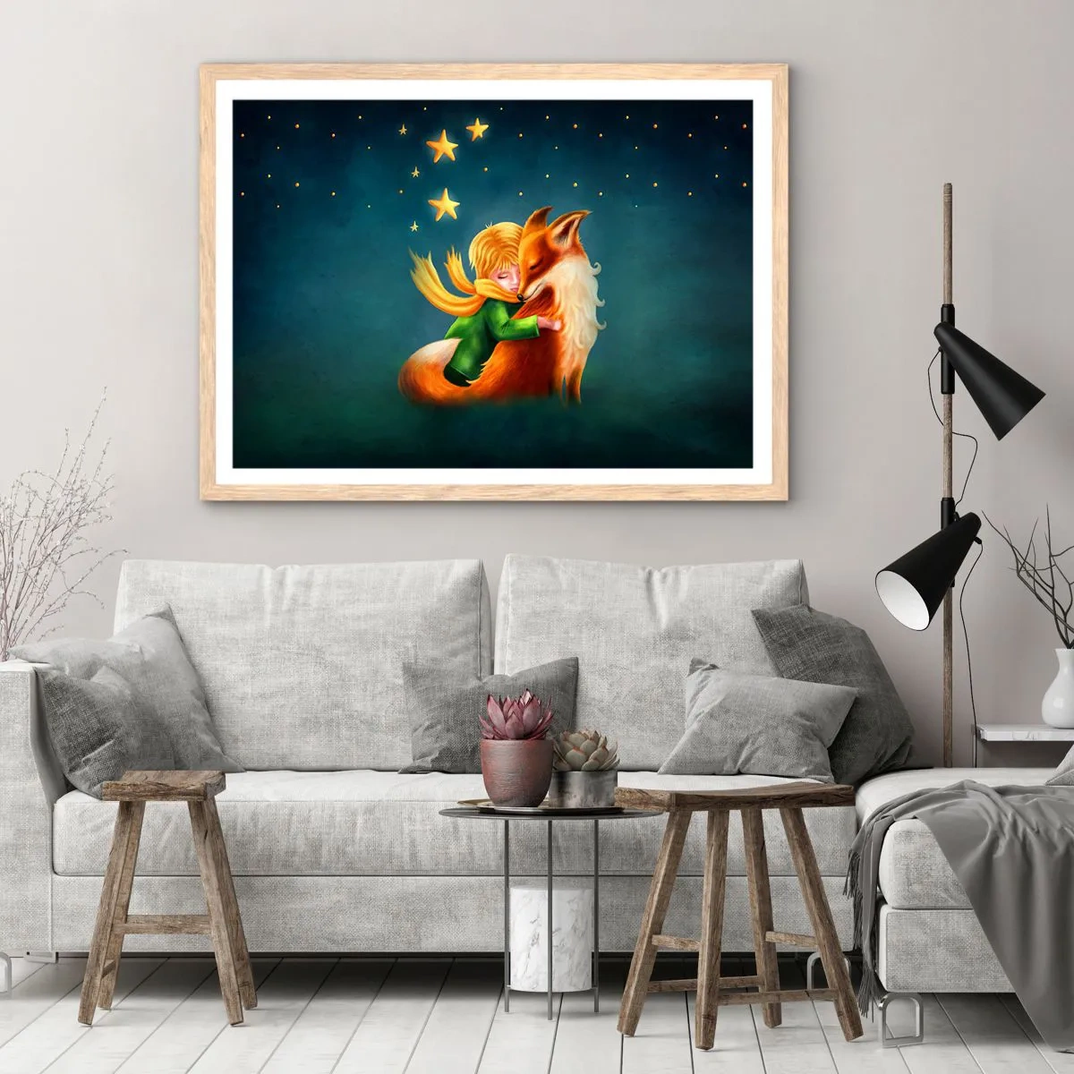 Plagát v ráme zo svetlého duba - Malý princ - 91x61 cm