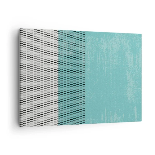 Obraz na plátne - Geometrická kompozícia s tyrkysovou a čiarami - 70x50cm - Vyvážená kompozícia - Moderná nástenná dekorácia do obývacej izby a spálne ARTTOR