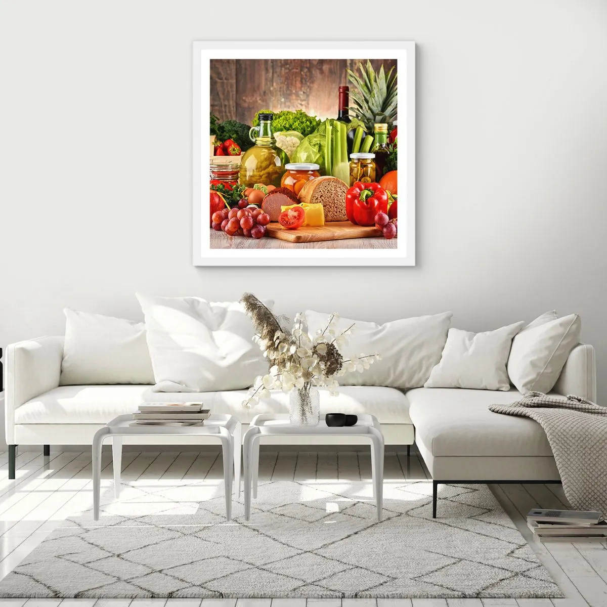 Plagát v bielom ráme - Údené, pečené, marinované - 60x60 cm