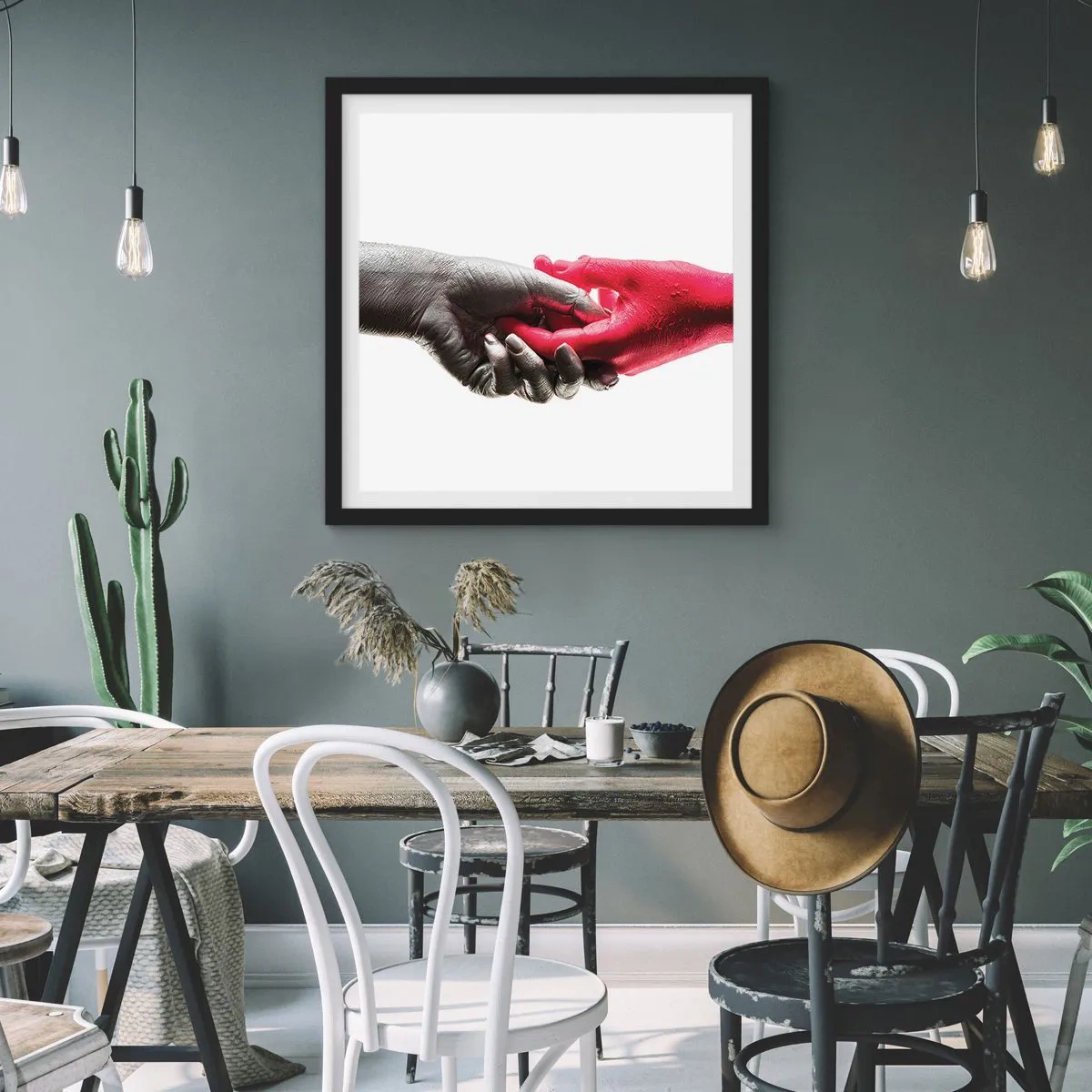 Plagát v čiernom ráme - Spolu aj keď sme odlišní - 50x50 cm