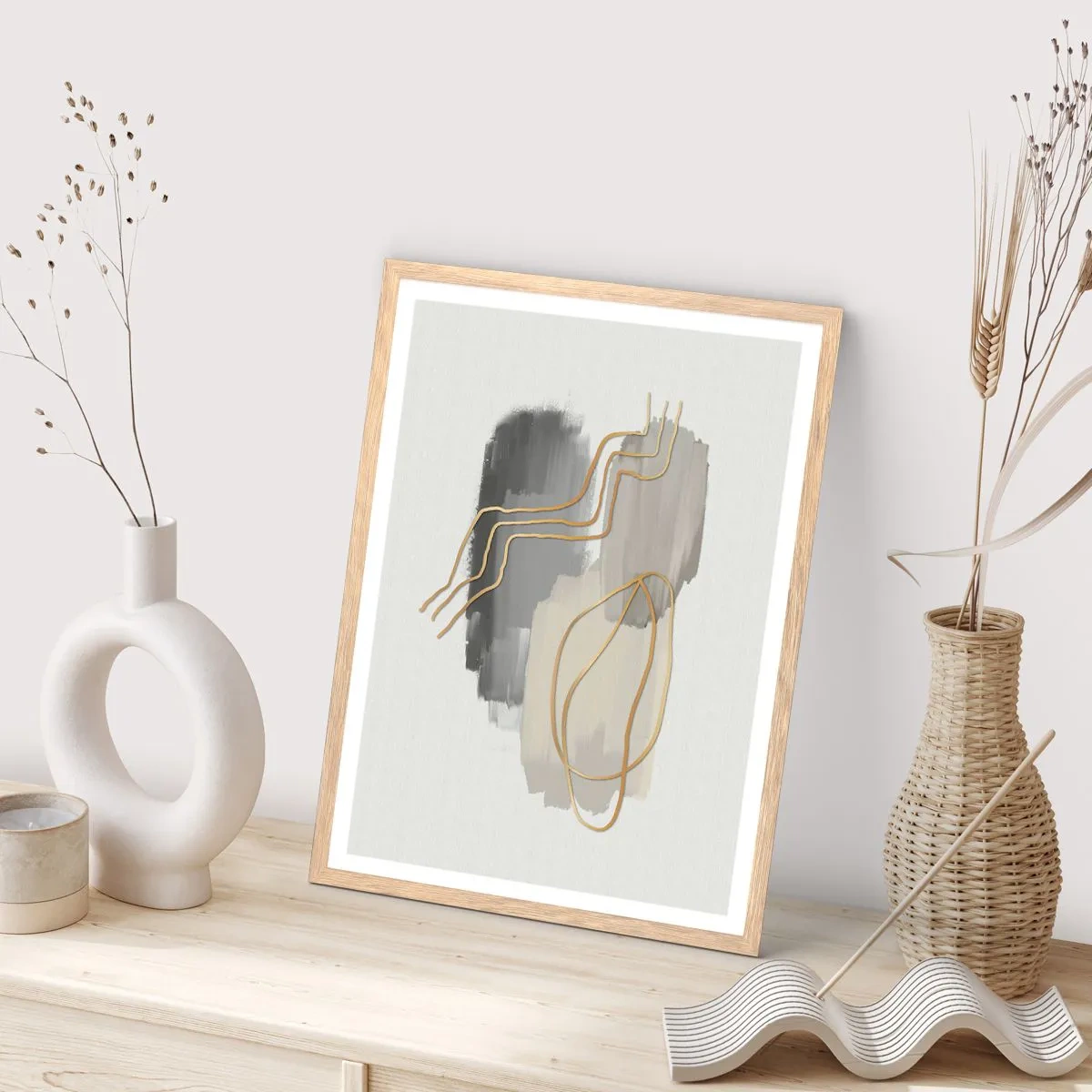 Plagát v ráme zo svetlého duba - Trvanie a pohyb - 70x100 cm