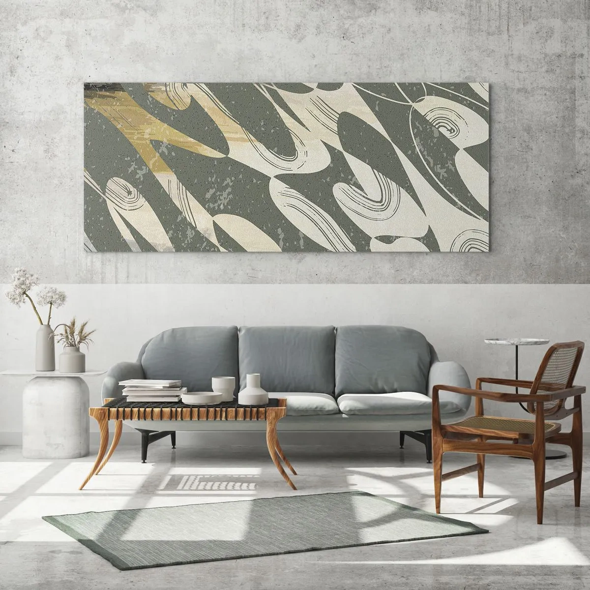 Obraz na skle - Rytmizovaná abstrakcia - 90x30 cm