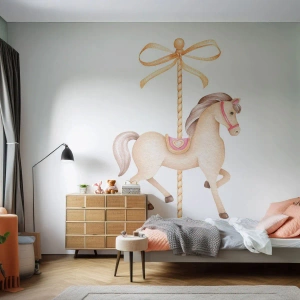 Fototapeta Premium Sand - Elegantným klusom - Kôň, Kolotoč, Dievčenský - 100x70 cm