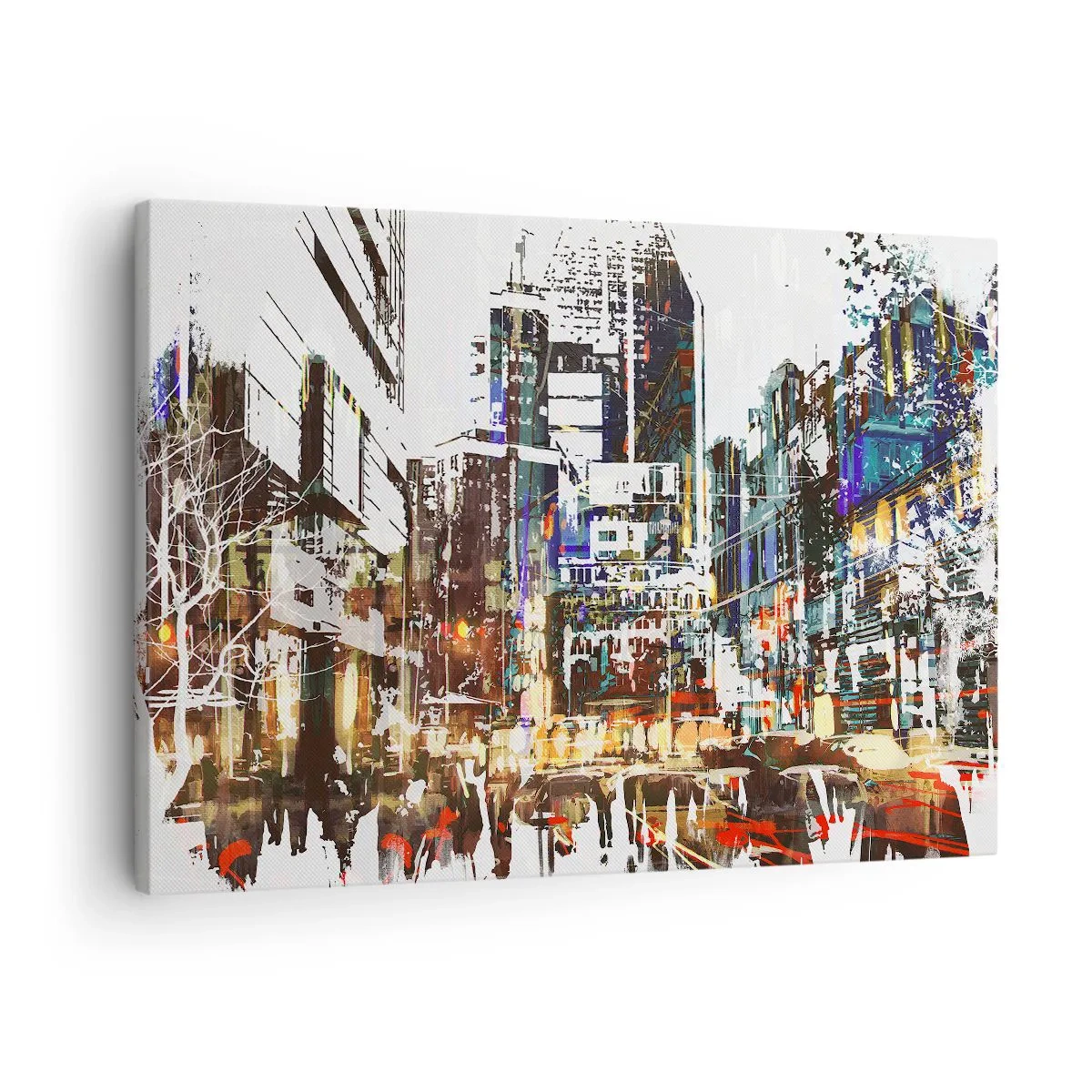Obraz na plátne - Moderná mestská krajina v umeleckom štýle - 70x50cm - Trblietavé mesto - Moderná nástenná dekorácia do obývacej izby a spálne ARTTOR