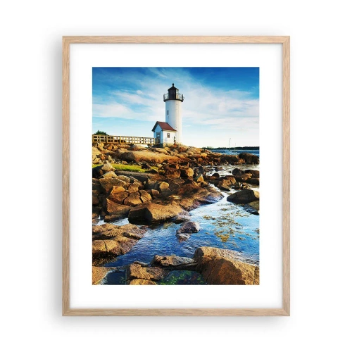 Plagát v ráme zo svetlého duba - Vráťte sa šťastne, čakám - 40x50 cm