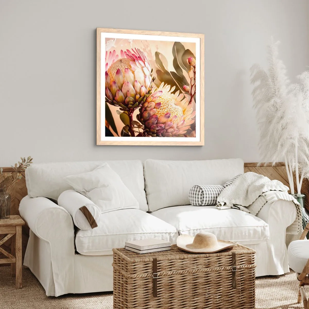 Plagát v ráme zo svetlého duba - Nežne objaté - 30x30 cm