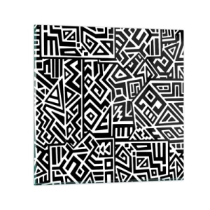 Obraz na skle - Predkolumbovská kompozícia - 30x30 cm