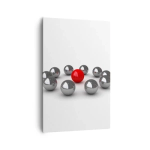 Obraz na plátne - Kruh v striebornej a červenej - 80x120 cm