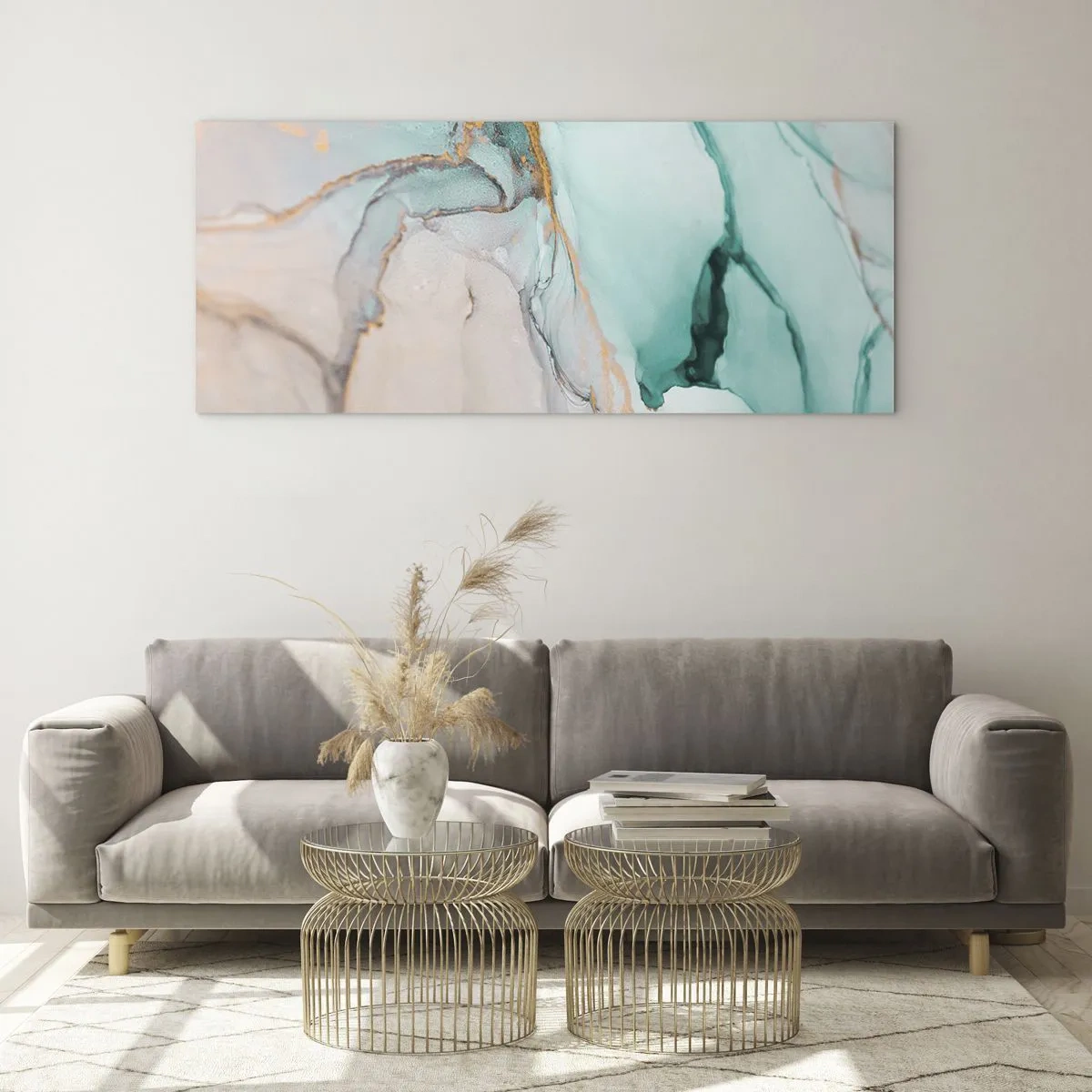 Obraz na skle - Tanec tvarov a farieb - 140x50 cm