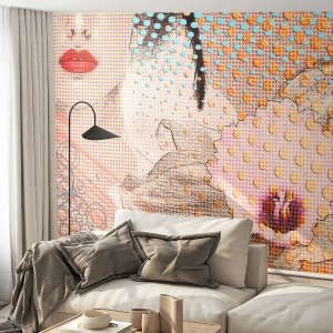 Fototapeta Standard Eco - Pop art ženský portrét s motívom orchidey - 100x70cm - Komiksový heroín - Moderná nástenná dekorácia do obývacej izby a spálne ARTTOR