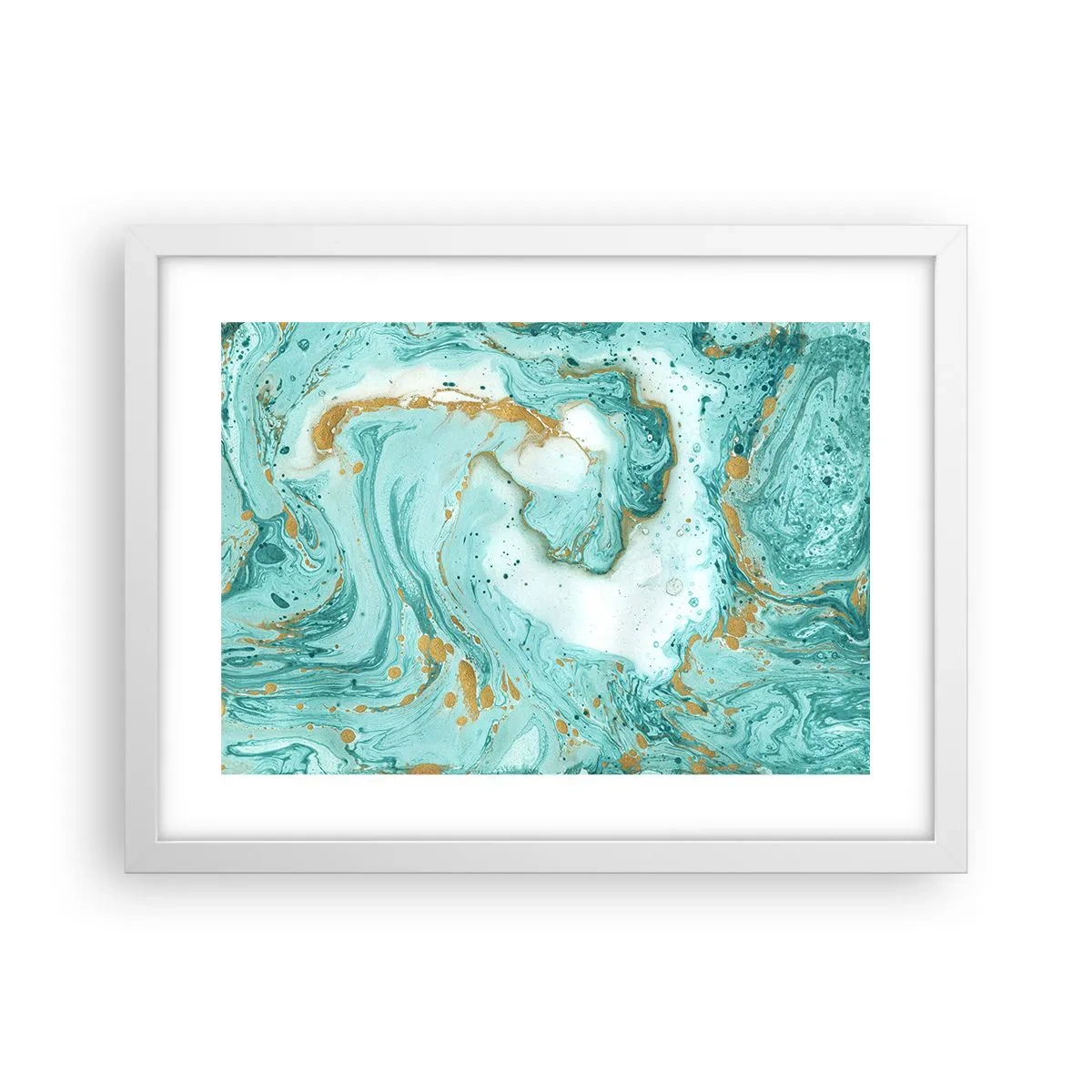 Plagát v bielom ráme - Pod veľkou vlnou z epochy Edo - 40x30 cm