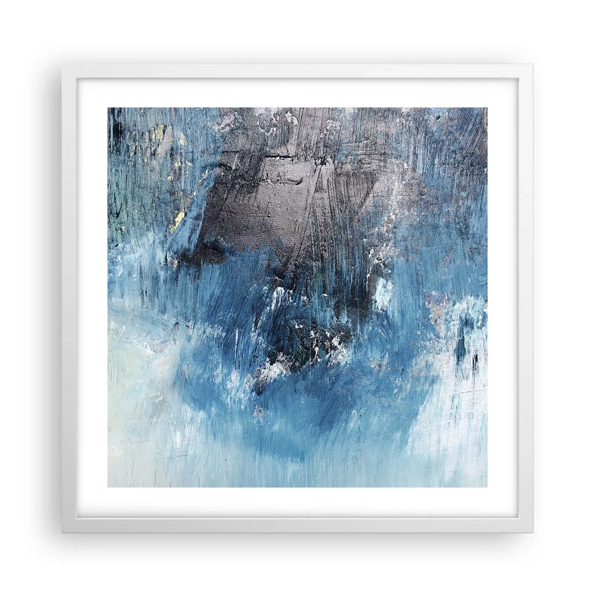 Plagát v bielom ráme - Rapsódia v modrom - 50x50 cm