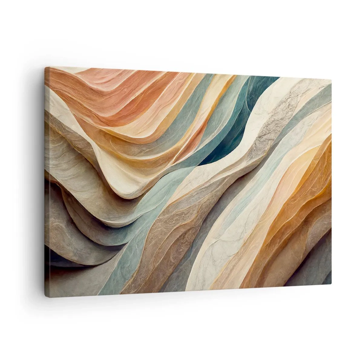 Obraz na plátne - Abstraktné vlny v pastelových odtieňoch - 70x50cm - Okamih pred zmenou - Moderná nástenná dekorácia do obývacej izby a spálne ARTTOR