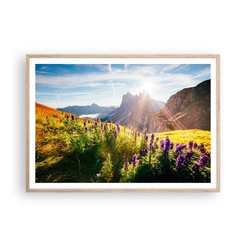 Plagát v ráme zo svetlého duba - Tajomný život bylín - 100x70 cm