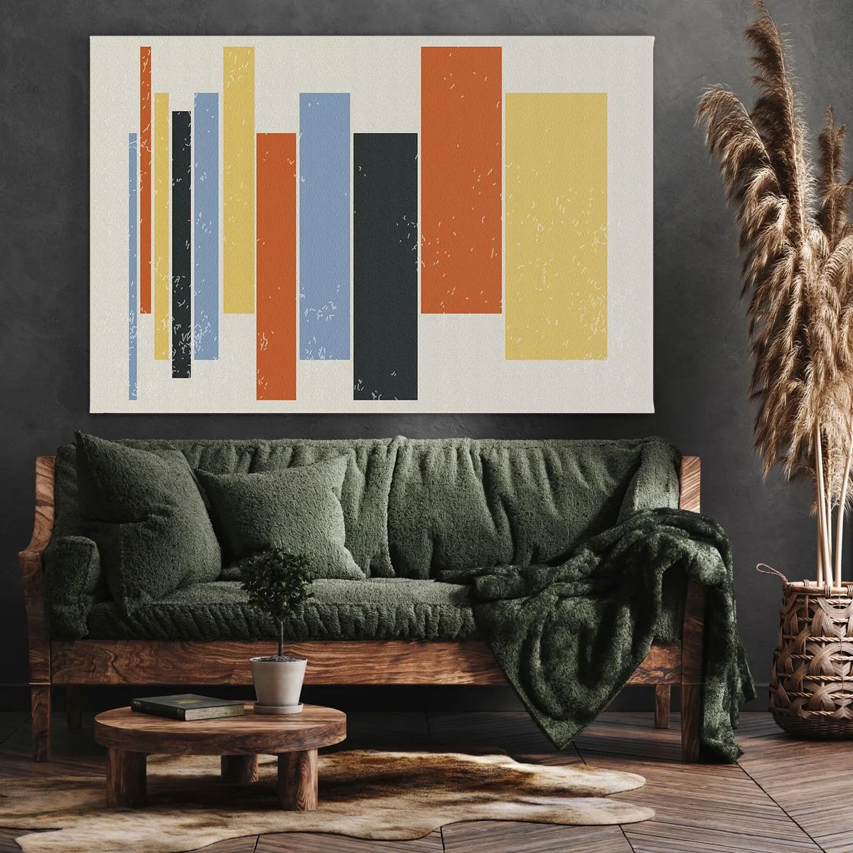 Obraz na plátne - Farebné obdĺžniky v modernom aranžmáne - 70x50cm - Záznam hudby - Moderná nástenná dekorácia do obývacej izby a spálne ARTTOR