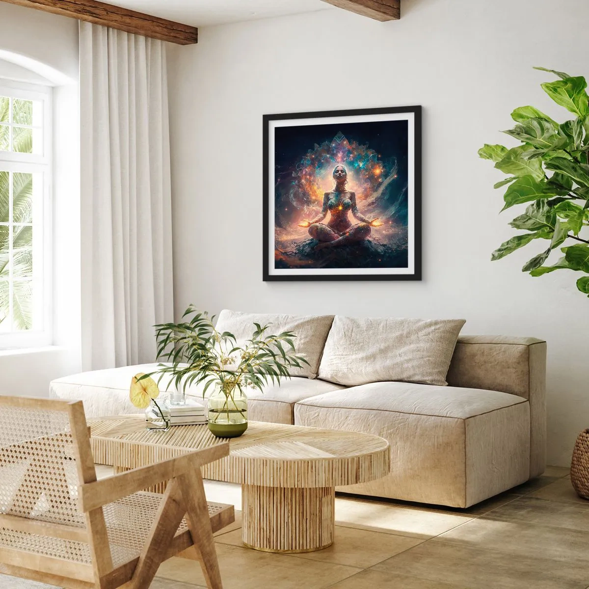 Plagát v čiernom ráme - Prúdenie dobrej energie - 40x40 cm