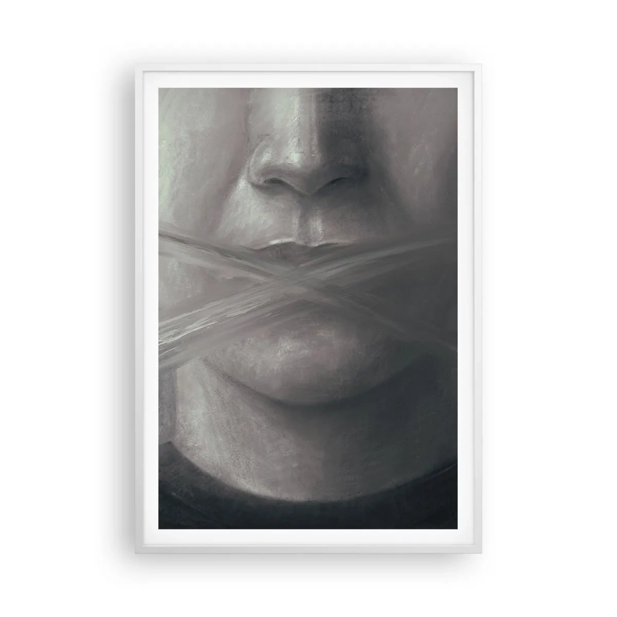 Plagát v bielom ráme - Ani slovo - 70x100 cm