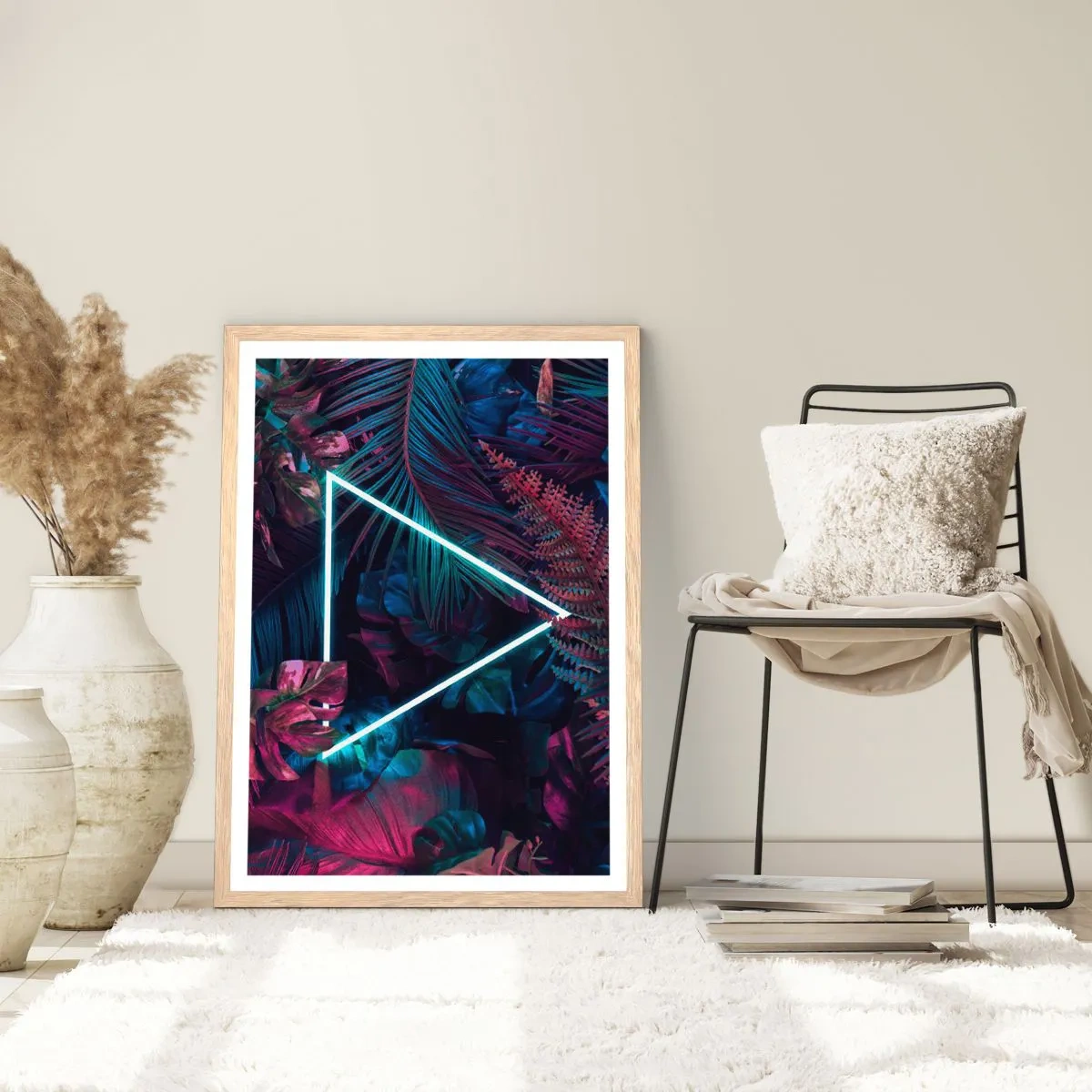 Plagát v ráme zo svetlého duba - Záhrada v disco štýle - 61x91 cm