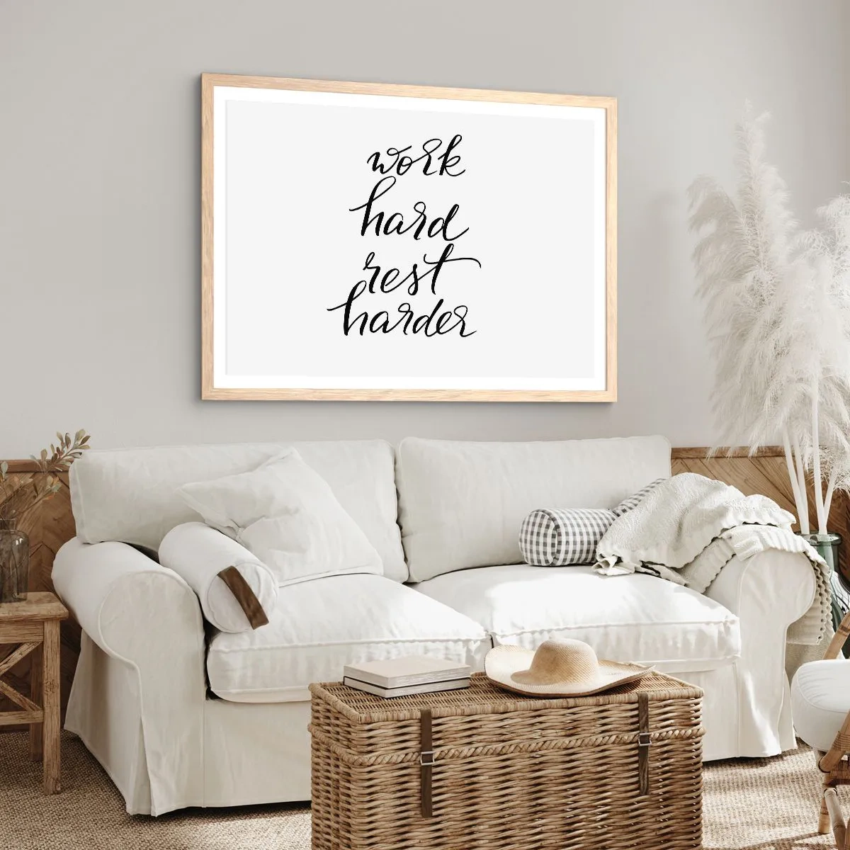 Plagát v ráme zo svetlého duba - Životná rovnováha - 91x61 cm