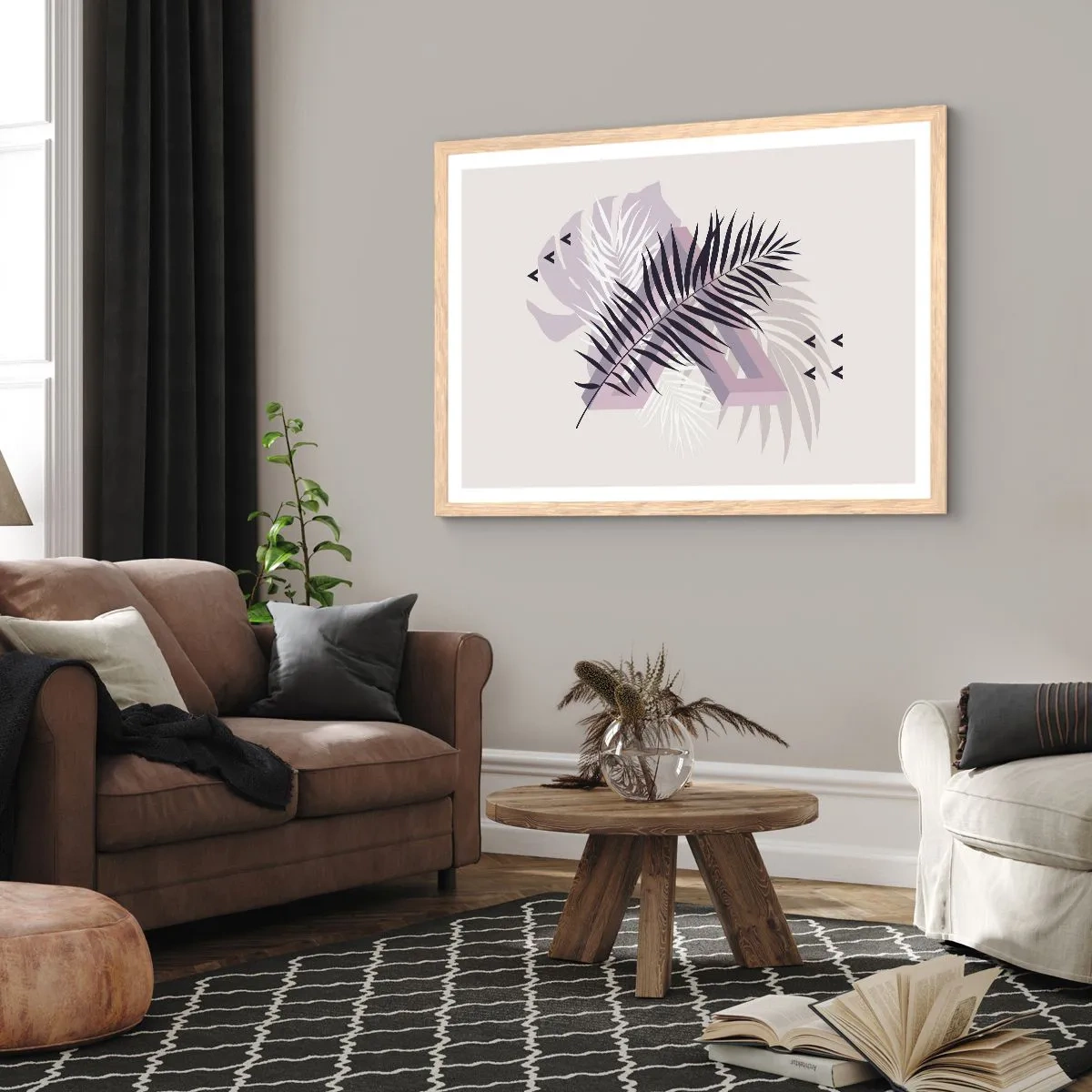 Plagát v ráme zo svetlého duba - Tieň tieňa - 100x70 cm