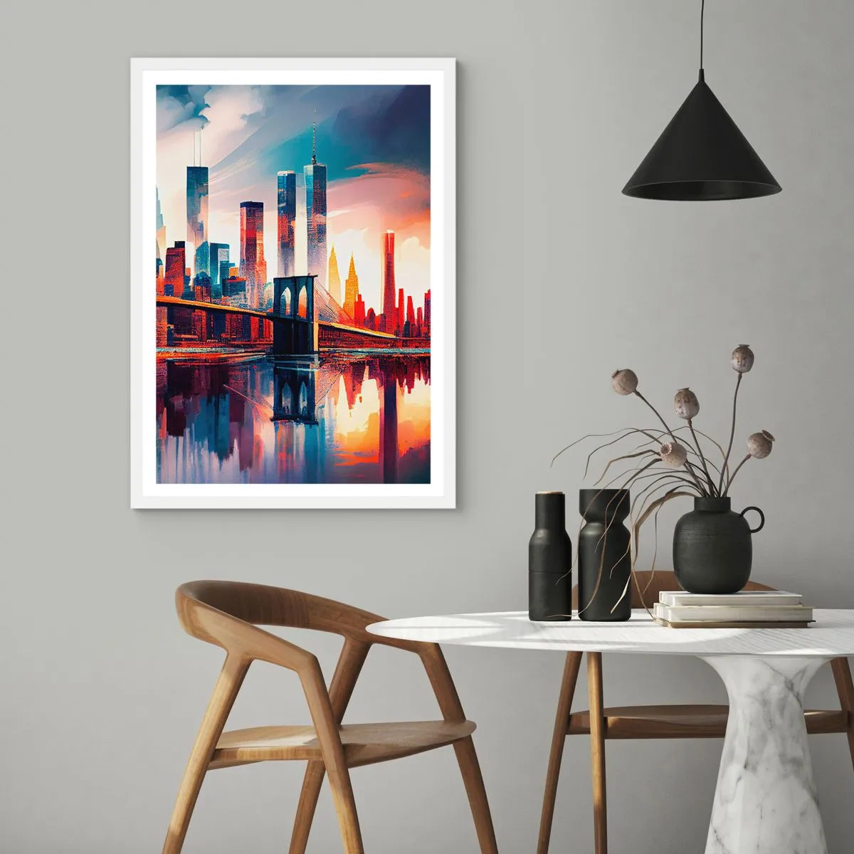 Plagát v bielom ráme - Famózny New York - 50x70 cm
