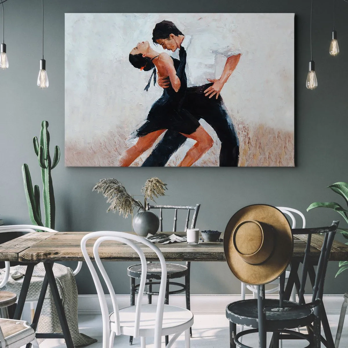 Obraz na plátne - Pár tancuje v elegantnej a zmyselnej fotke - 70x50cm - Tango mojich túžob a snov - Moderná nástenná dekorácia do obývacej izby a spálne ARTTOR