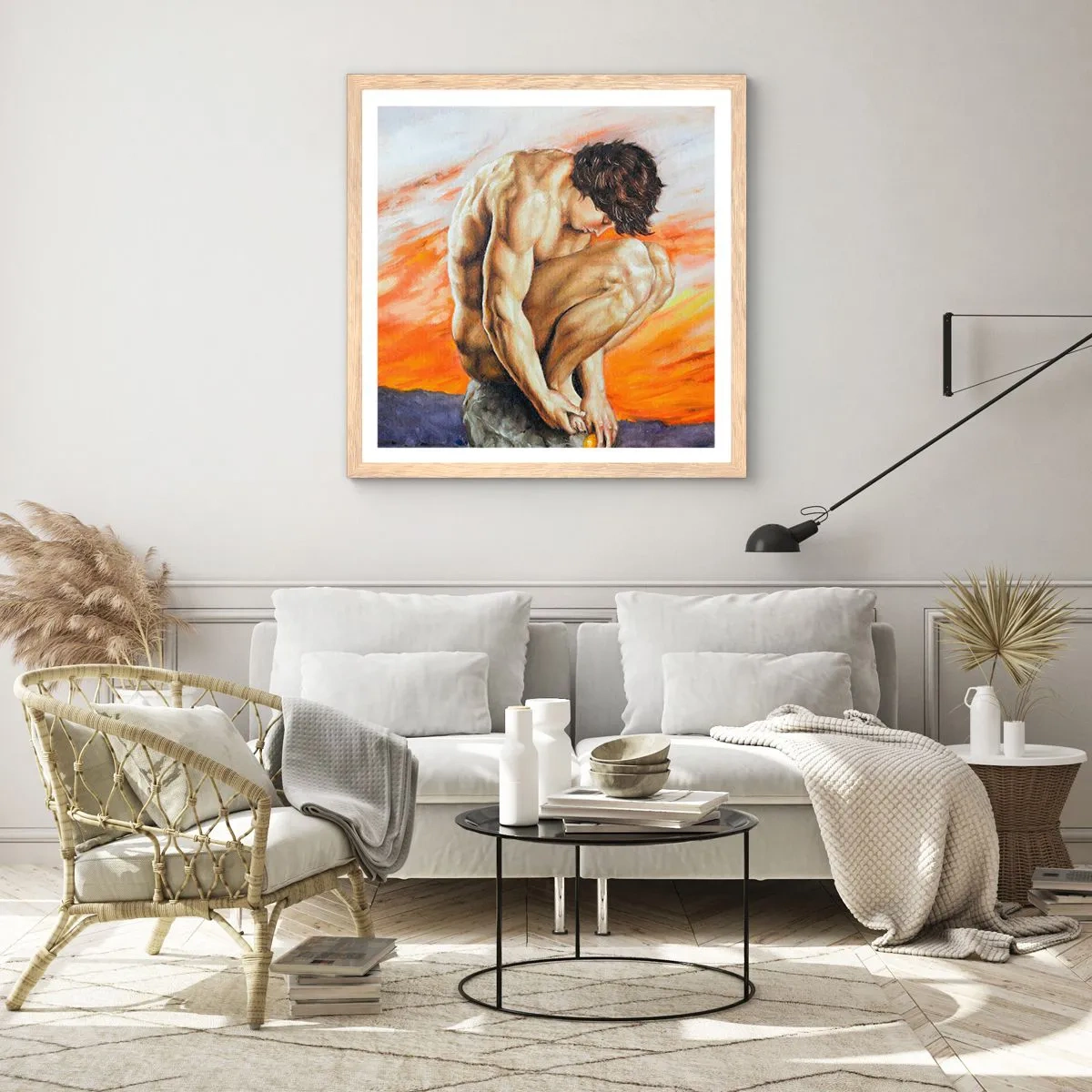 Plagát v ráme zo svetlého duba - Ponorený do seba - 60x60 cm