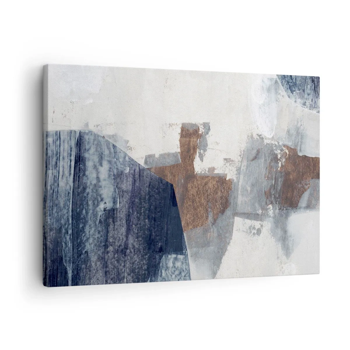 Obraz na plátne - Abstraktné tvary v odtieňoch modrej a hnedej - 70x50cm - Modro-hnedé tvary - Moderná nástenná dekorácia do obývacej izby a spálne ARTTOR