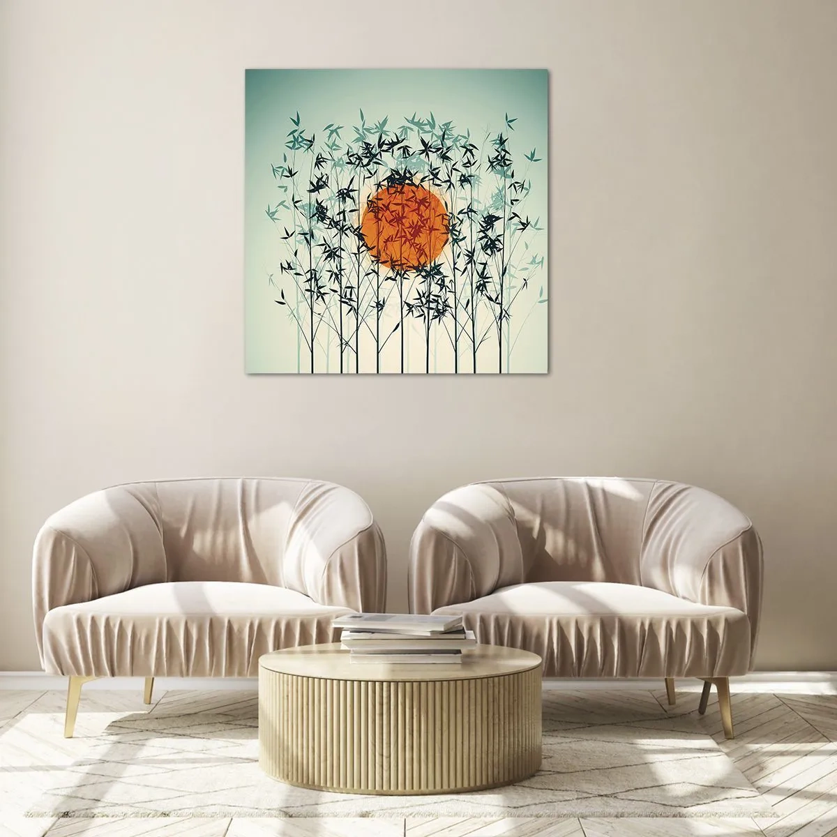 Obraz na skle - Japonské slnko - 60x60 cm