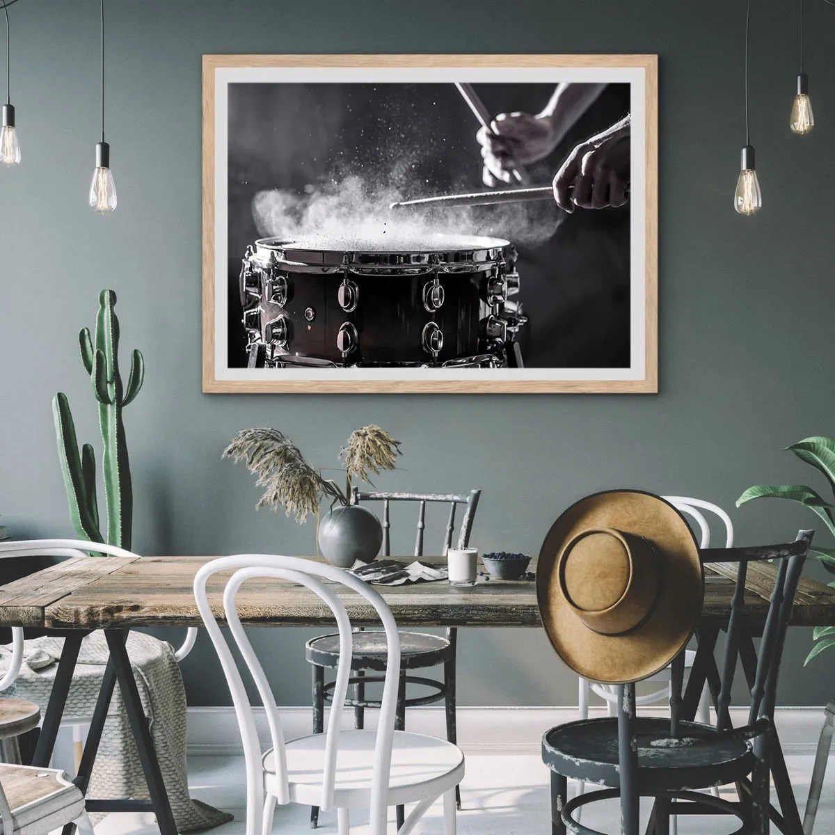 Plagát v ráme zo svetlého duba - Pulz hudby - 40x30 cm