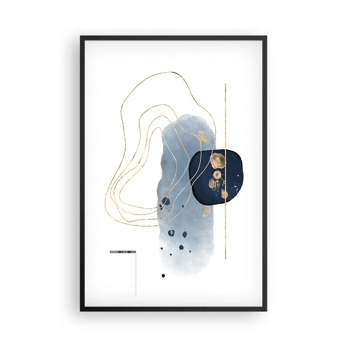 Plagát v čiernom ráme - Modro-zlatá fantázia - 61x91 cm