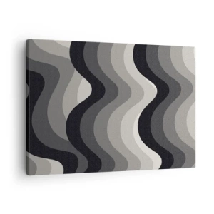 Obraz na plátne - Čiernobiele vlnité vzory v odtieňoch sivej - 70x50cm - Vlna za vlnou - Moderná nástenná dekorácia do obývacej izby a spálne ARTTOR