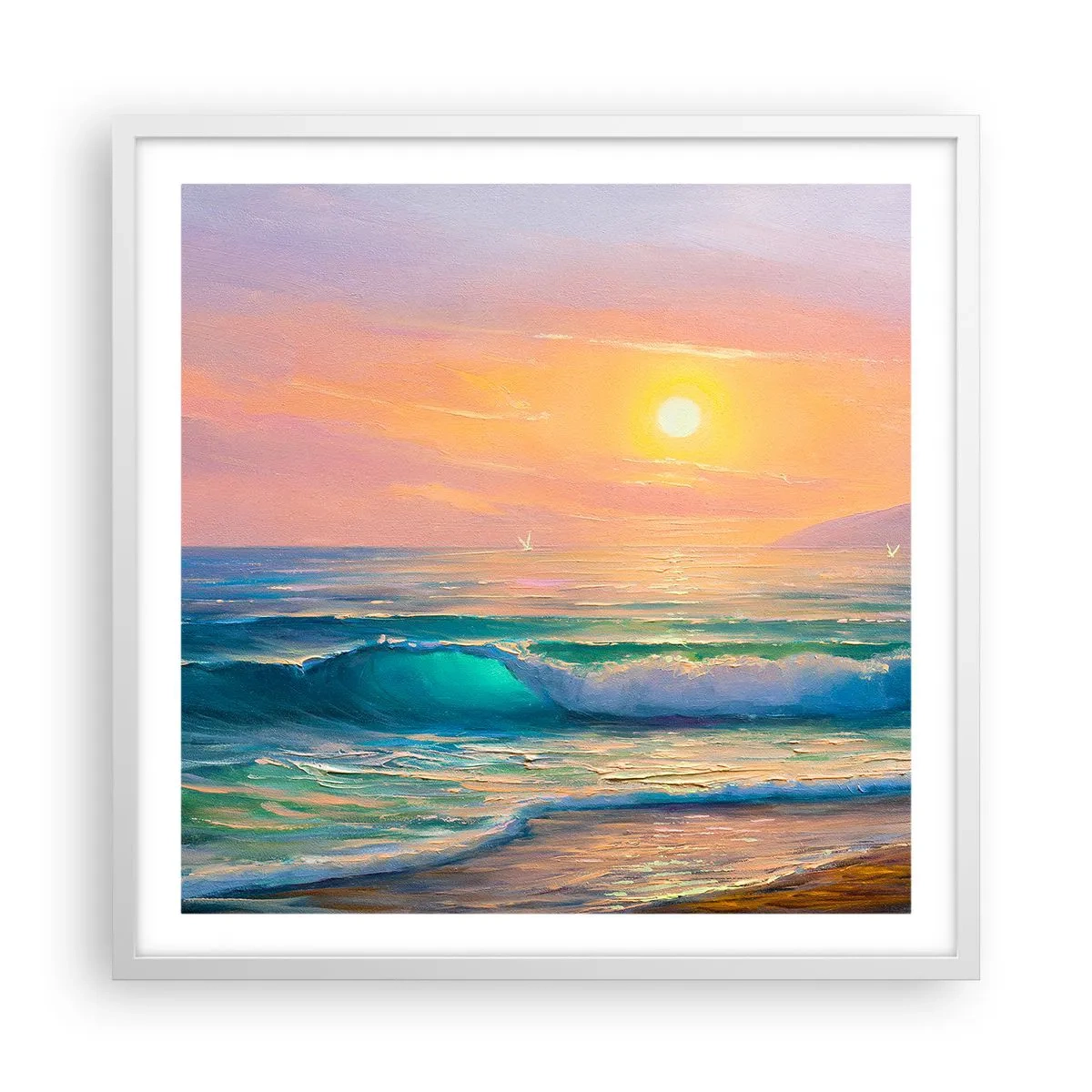 Plagát v bielom ráme - Tyrkysová pieseň vĺn - 60x60 cm