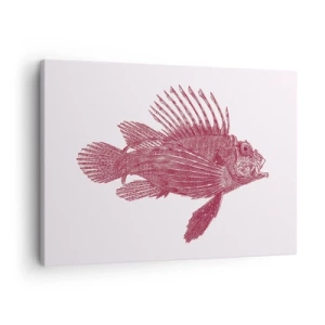 Obraz na plátne - Kresba ryby v červenom odtieni - 70x50cm - Obyvateľka exotických vôd - Moderná nástenná dekorácia do obývacej izby a spálne ARTTOR