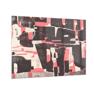 Obraz na skle - Moderná abstrakcia v čiernej, červenej a béžovej farbe - 70x50cm - Celý tento zhon - Moderná nástenná dekorácia do obývacej izby a spálne ARTTOR