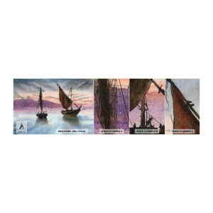 Vzorka samolepiacej fototapety Deluxe Sticker - Večer v prístave - Plachetnice, Prímorské, Krajina - 100x30 cm