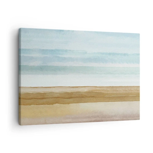 Obraz na plátne - Abstraktná plážová krajina v pastelových odtieňoch - 70x50cm - Utešenie - Moderná nástenná dekorácia do obývacej izby a spálne ARTTOR